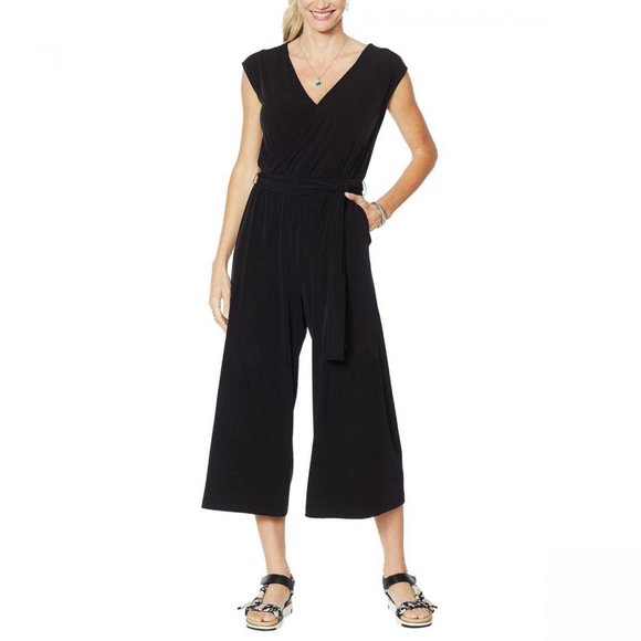 G by Giuliana Pants - NWT G by Giuliana Cropped Knit Jumpsuit XS Black